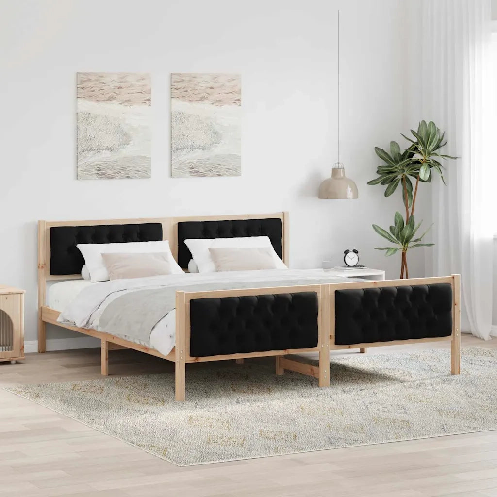 Letto matrimoniale | Letto per adulti | Struttura del letto Nero 180 x 200 cm Pino massello