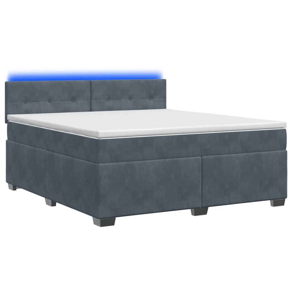 Letto con Box Spring, Materasso e LED Grigio Scuro 180 x 200 cm 3452229