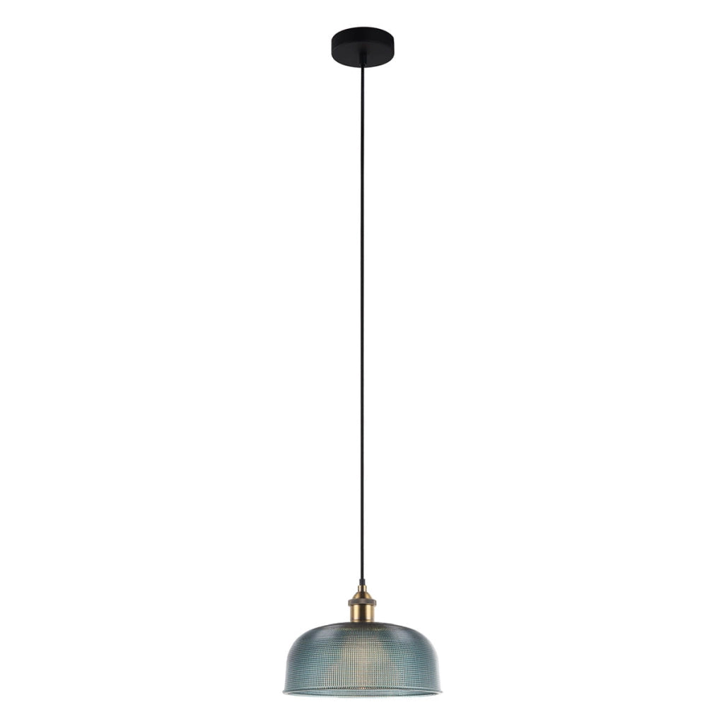 Lampada a sospensione Italux Davide Ø27 blu vetro E27