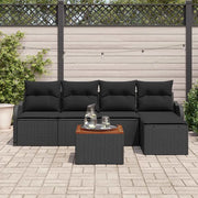 Set Divano da Giardino con cuscino 6 pcs Nero polyrattan