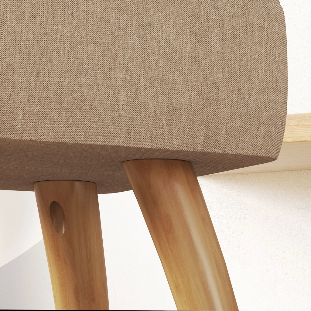 Pouf imbottito in tessuto con gambe in legno ¨C Minimal ¨C 27x27x26 marrone chiaro