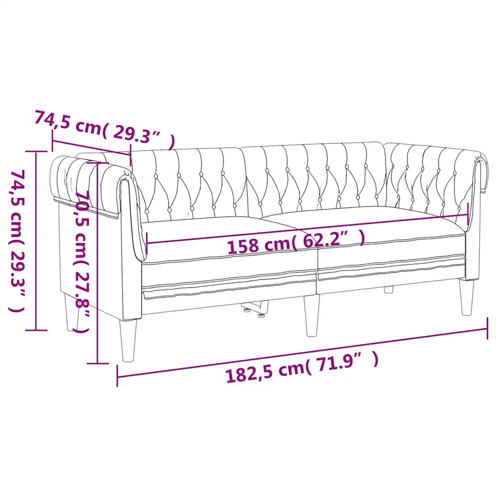 Divano | Divano da soggiorno | Sofa Chesterfield a 2 Posti in Lino