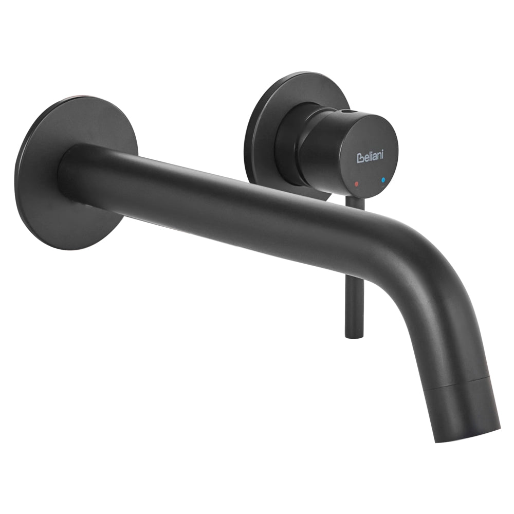 Rubinetto miscelatore in ottone per lavabo a parete monocomando nero
