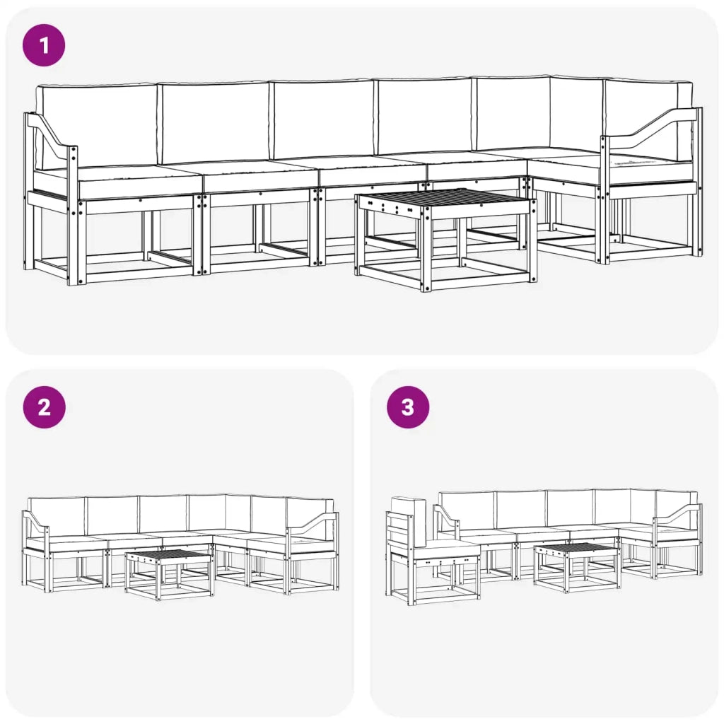 Set di divani da esterno 7 pz Bianco e Beige 3389559