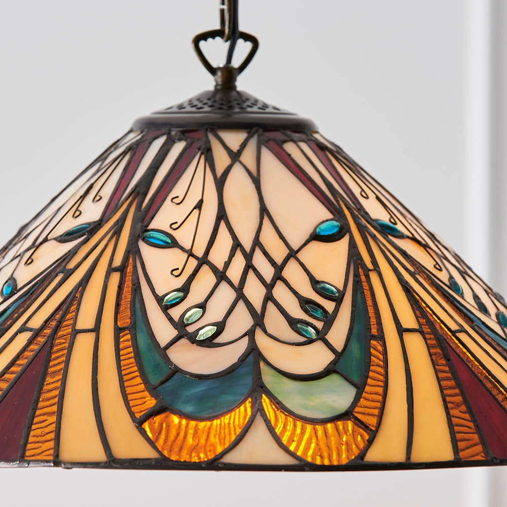 Lampada a sospensione Tiffany cono vetro Hector E27 60W