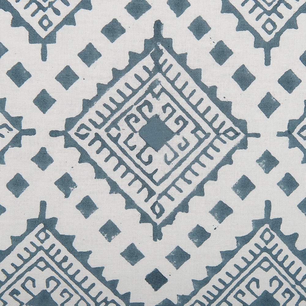 Set di 2 cuscini cotone blu e bianco 45 x 45 cm stampa a mano rivestimenti sfoderabili cerniera motivo orientale