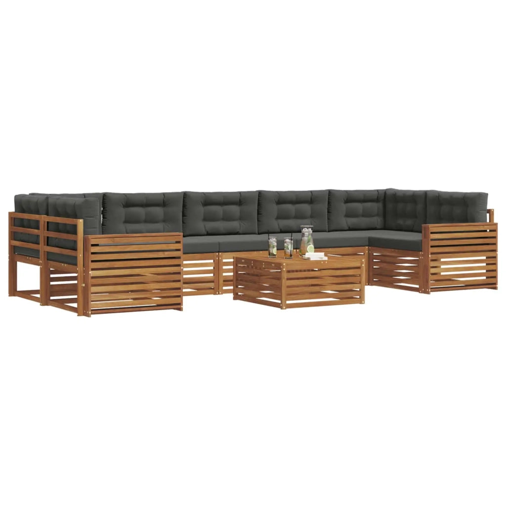Set di divani da esterno con cuscino 8 pcs Naturale e Antracite 3373187