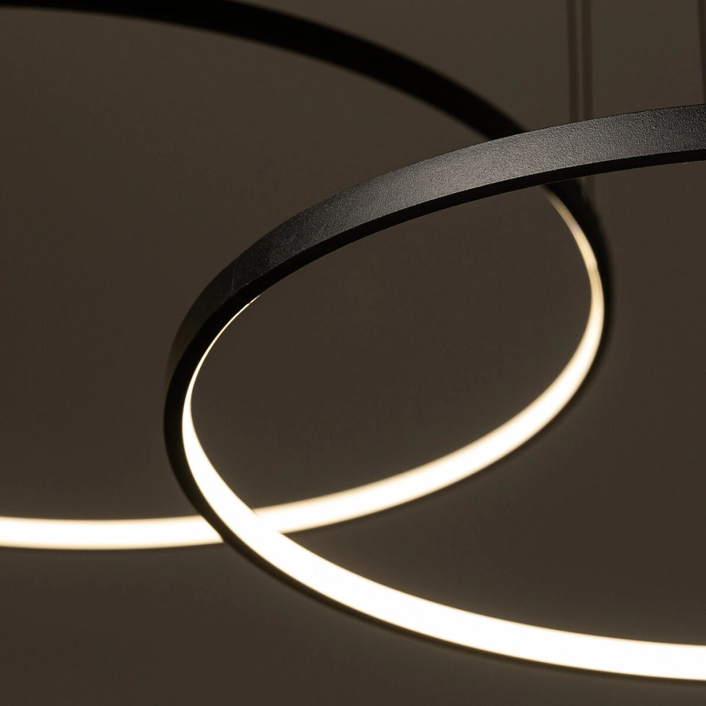 Lampada sospesa nera triplo anello LED Circolo 3000K Nowodvorski