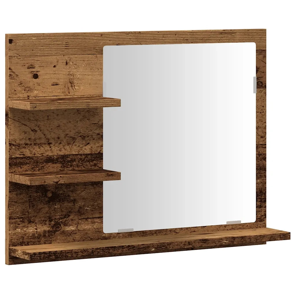 Armadietto a Specchio da Bagno-Mobile bagno con specchio Legno Vecchio 60x10,5x45 cm
