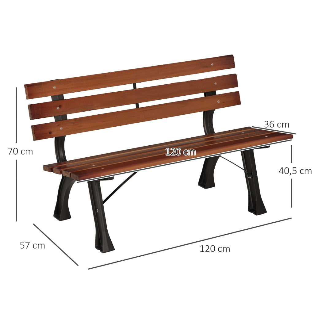 Panchina da giardino 2 posti ¨C zephmum ¨C alluminio e legno, 120x57x70 cm