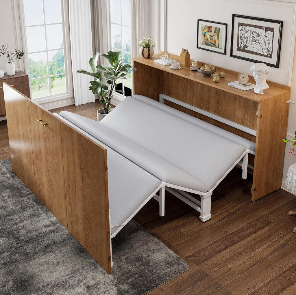 Letto pieghevole a scomparsa 140x200 cm in legno e metallo; colore legno