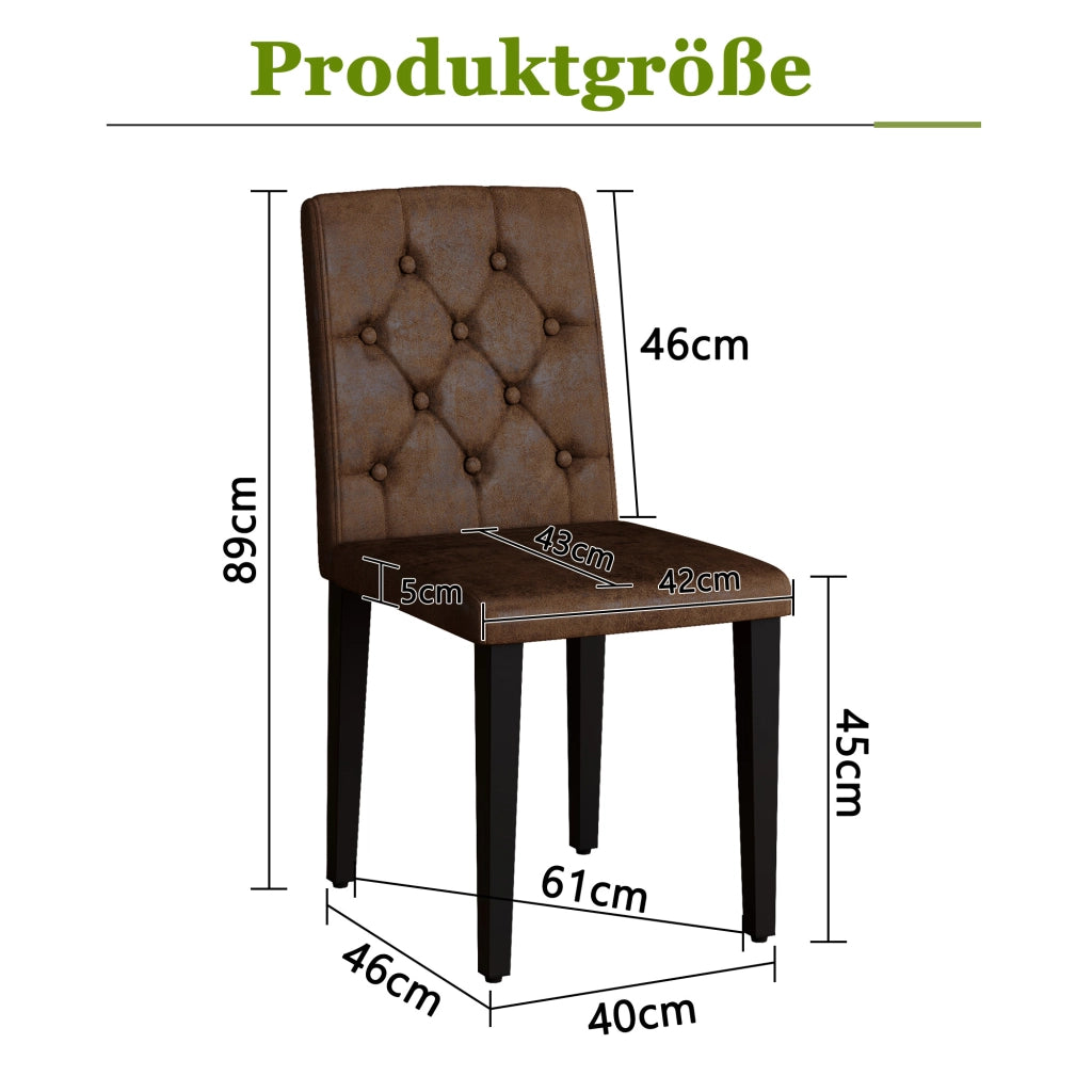Set di 4 sedie da pranzo in marrone retr¨° - Zephmum- Gambe in metallo nero, rivestimento in velluto sintetico