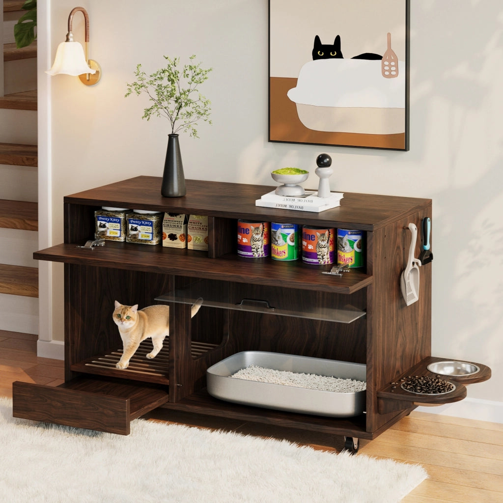 Mobiletto Portaciotola per Gatti ¨C MINIMAL ¨C Noce, 100x45.5x67 cm