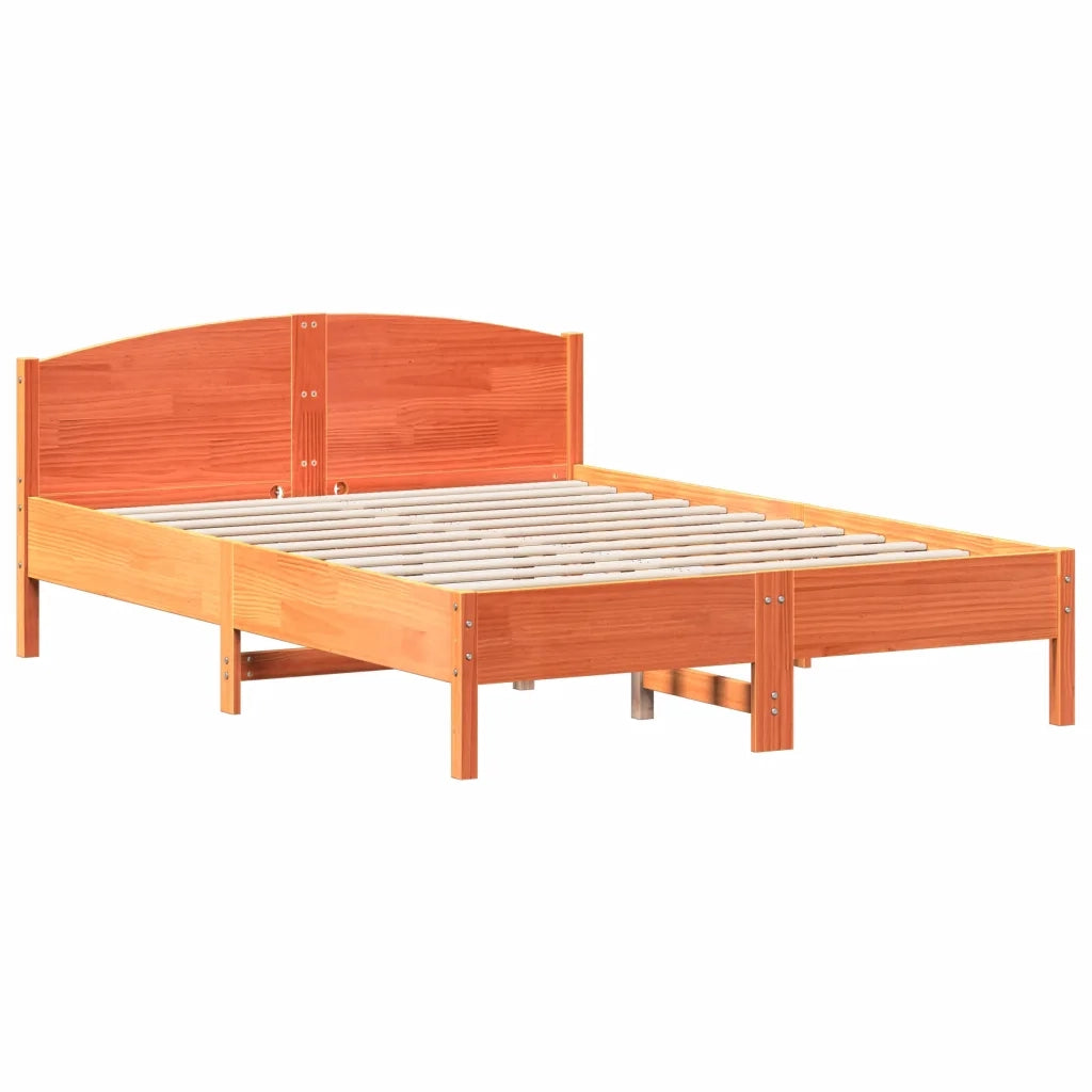 Giroletto senza Materasso-Struttura Letto Marrone Cera 160x200 cm Legno di Pino 619106