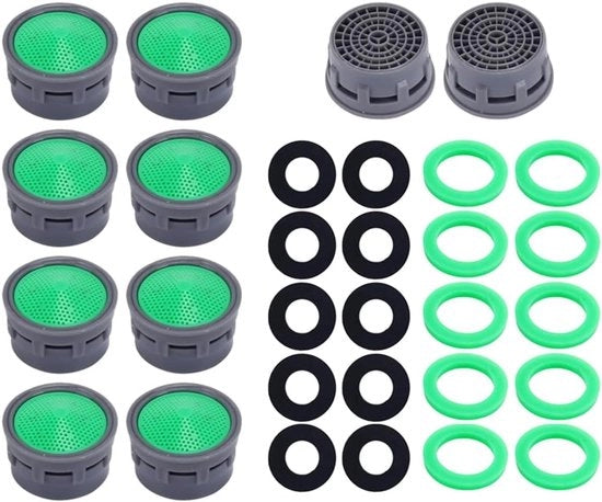 Aerator per rubinetto, 10 pezzi filtro di restrizione di flusso in plastica per rubinetto con 10 pezzi di gomma per parti di ricambio in cucina bagno