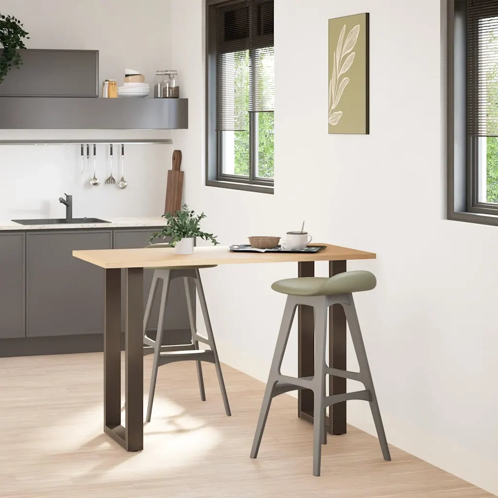Gambe per tavolo da bar a forma di U 2 pz in acciaio naturale 50x(90-91) cm
