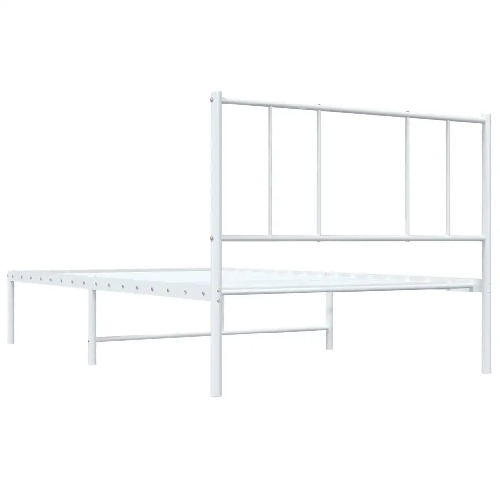 Letto singolo | Letto per adulti | Giroletto senza Materaso con Testiera Metallo Bianco 75x190 cm