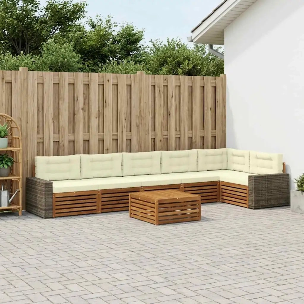 Set di divani da esterno 7 pcs Naturale e Crema 79 x 79 x 37 cm 3383458