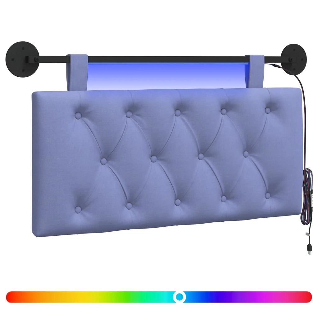 Testiera sospesa Con luce LED Blu jeans Tessuto 3424524
