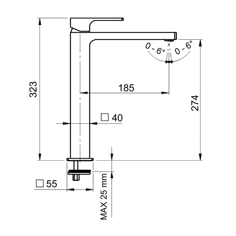 Miscelatore lavabo alto nero opaco serie Absolute