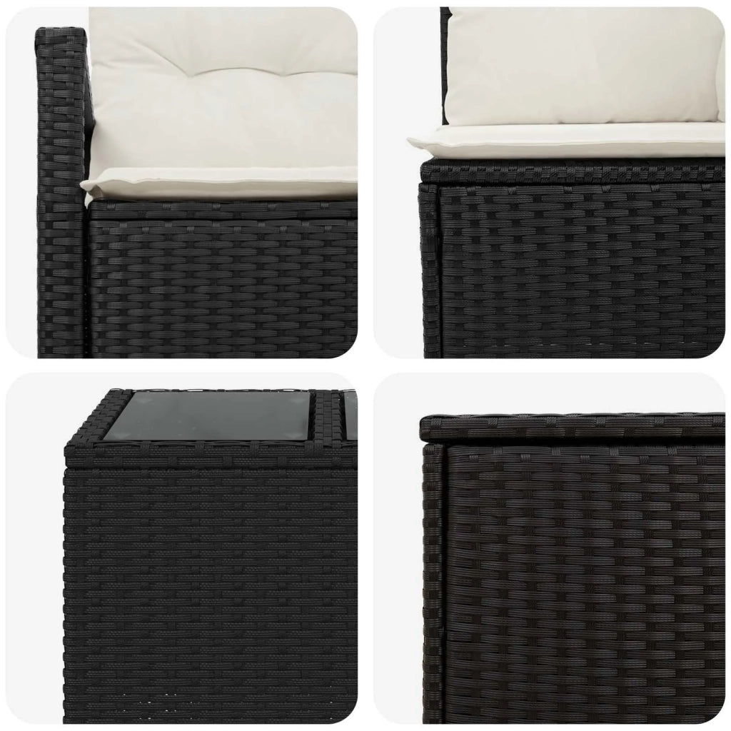 Set di divani 8 pz Nero e Bianco Crema 3448153