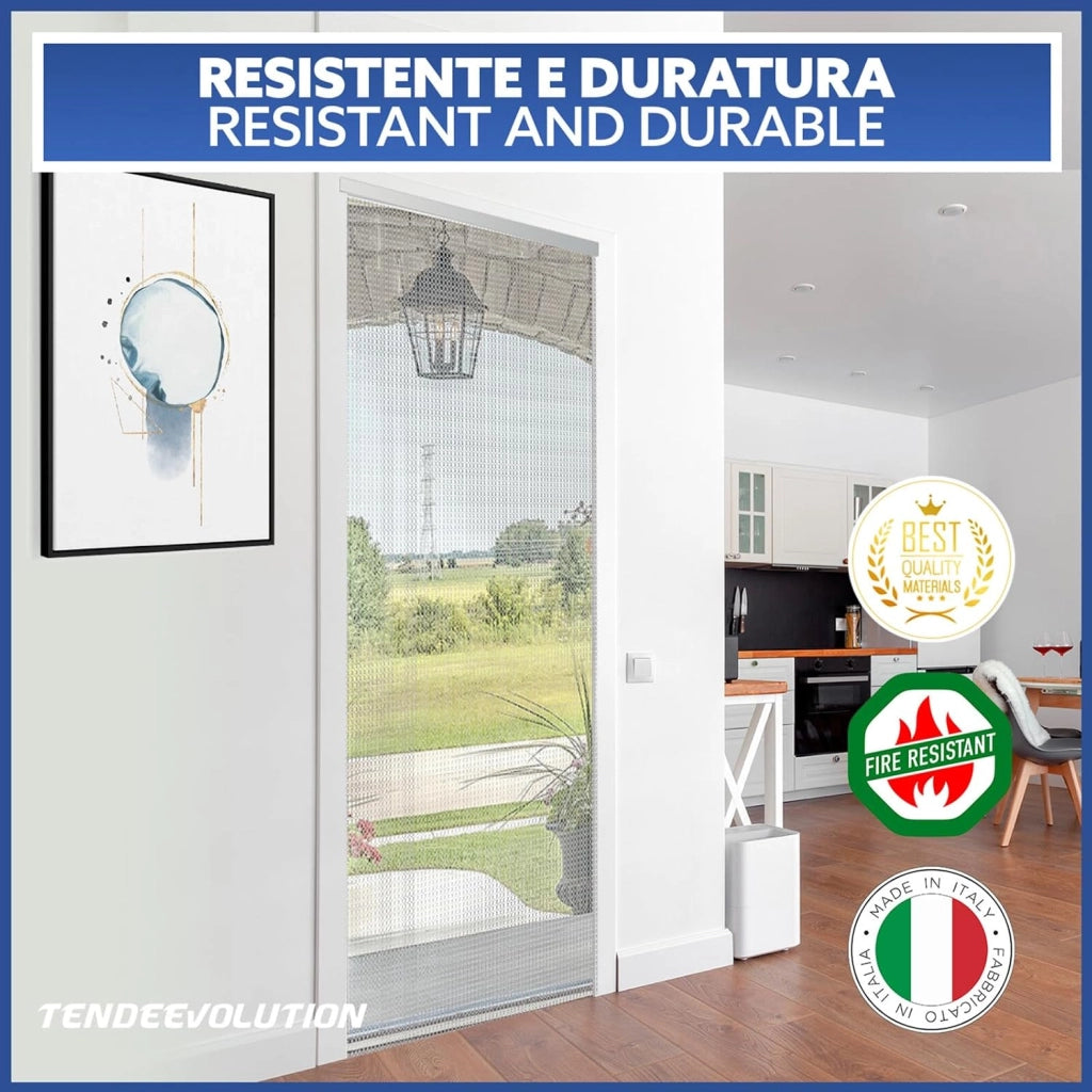 Tenda Catena Antimosche Alluminio Rosso | Largh. 0,80m x Alt. 2m | Protezione Insetti, Porta, Esterno, Interno, Casa, Ufficio