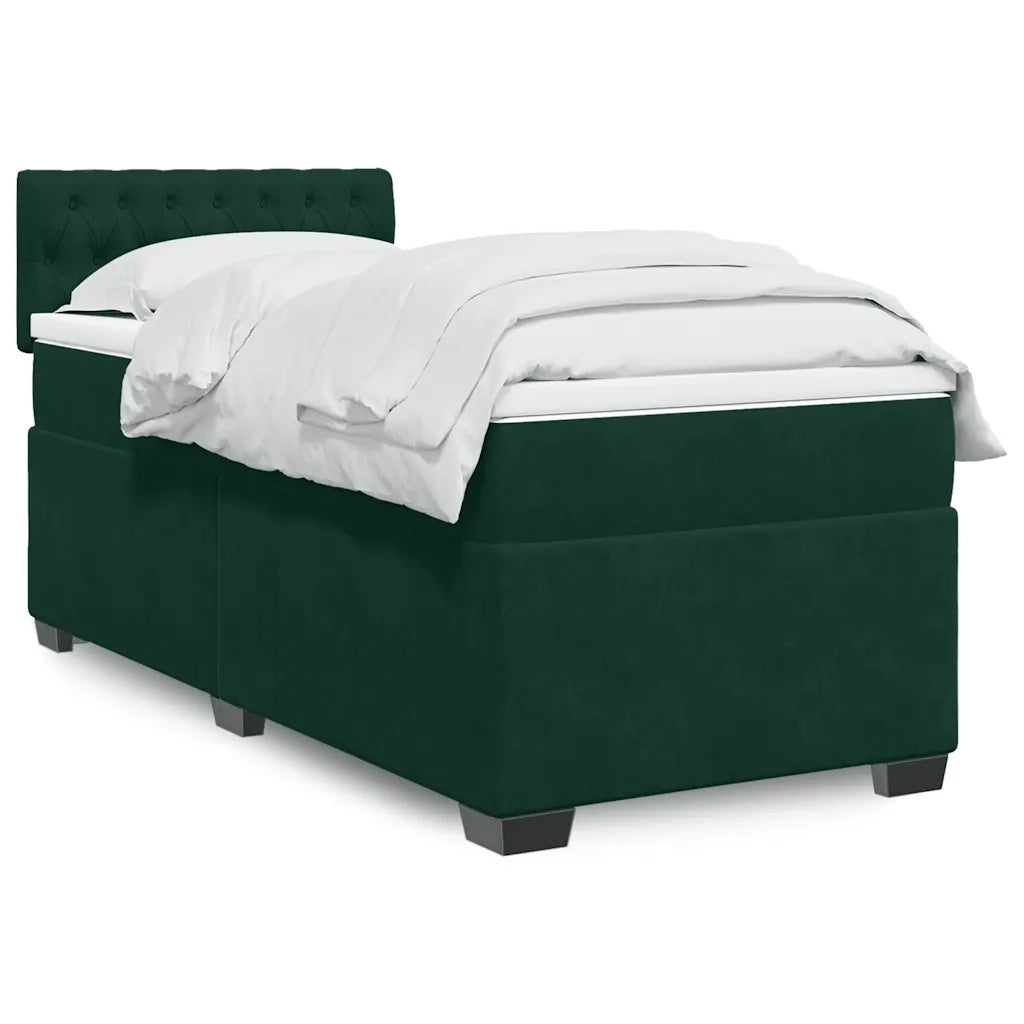 Giroletto a Molle con Materasso Verde Scuro 100x200 cm Velluto