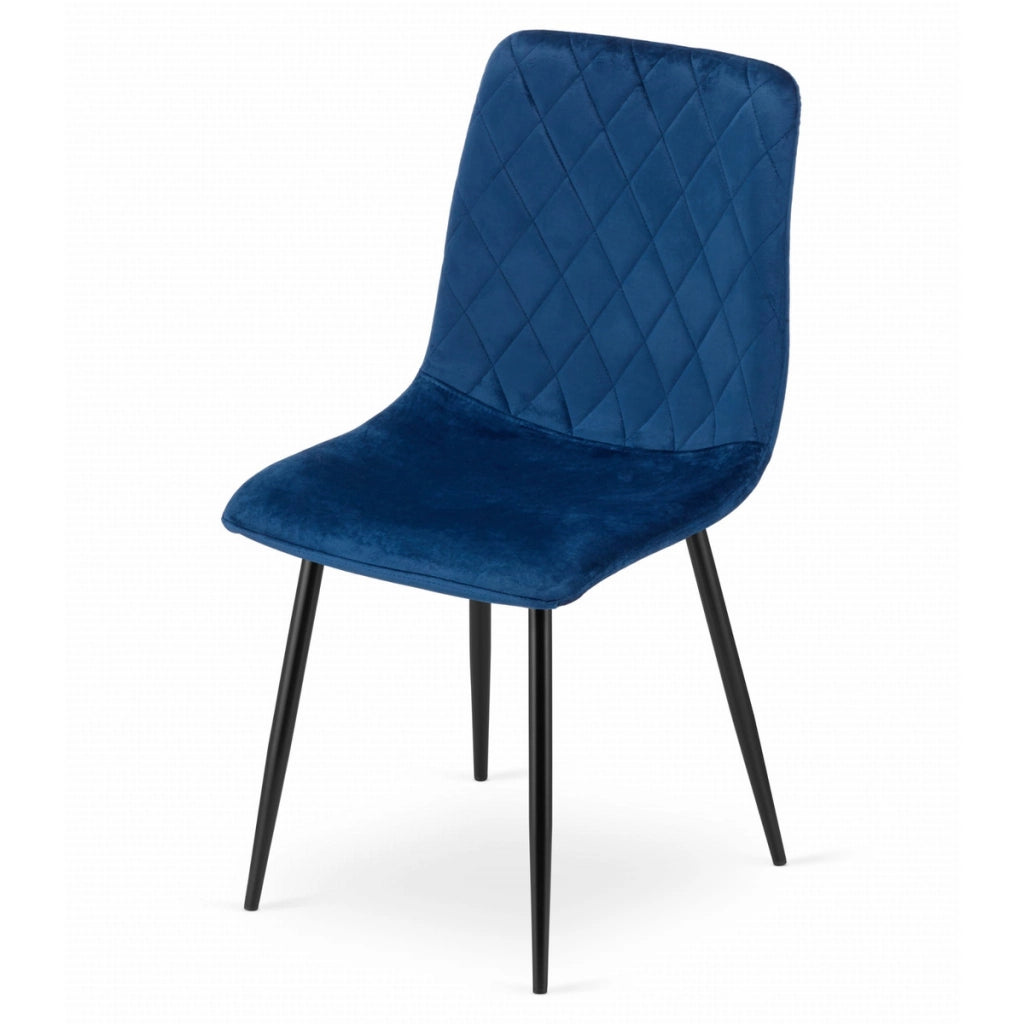 Sedia Turin in velluto blu notte con gambe nere