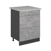 Vicco Mobiletto base per cucina Calcestruzzo 60 cm con cassetti, marmo AP