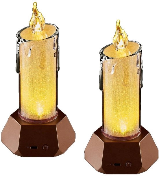 2 LED Candelabri – Dimmabili – Vela Flickerante – Ricaricabili – Candelabri