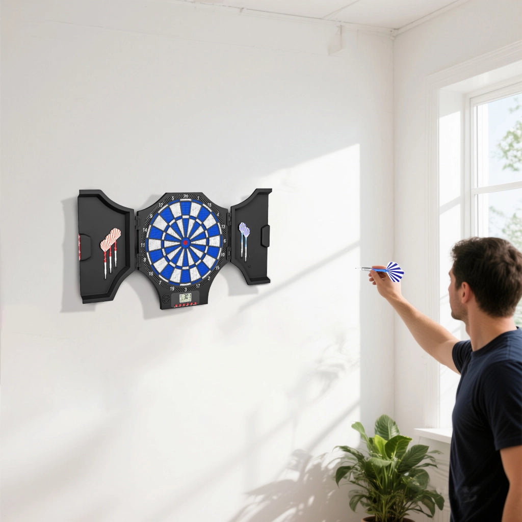 Bersaglio Elettronico per Freccette con 31 Giochi ¨C zephmum ¨C Nero 2 Porte Pieghevole