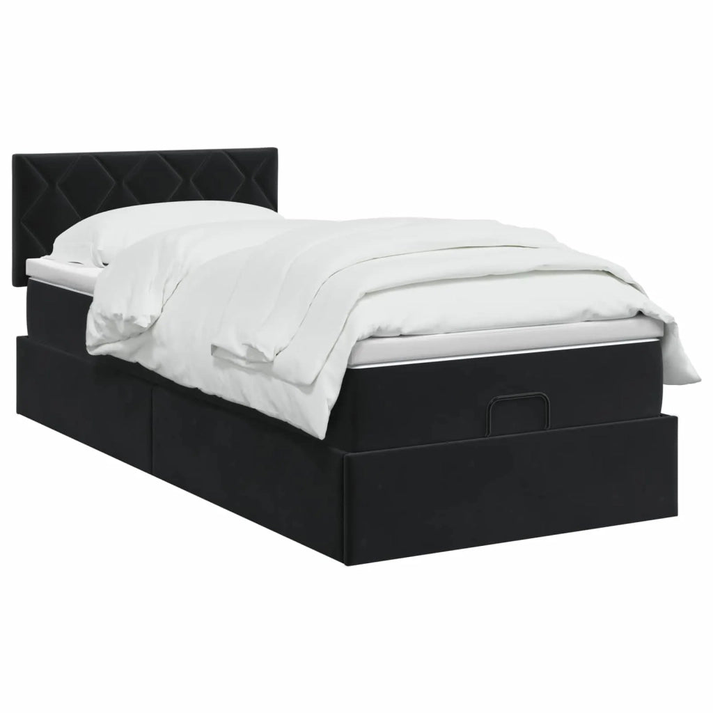 Letto Ottomano con Materasso e LED Nero 90 x 190 cm Velluto 3457181