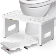 Sedia per Bagno in Bambù con Pieghevolezza e Padrini Antiscivolo, 35 Gradi, C-Forma, Opaco Bianco