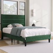 LETTO imbottito 90x200 cm in velluto verde con testiera
