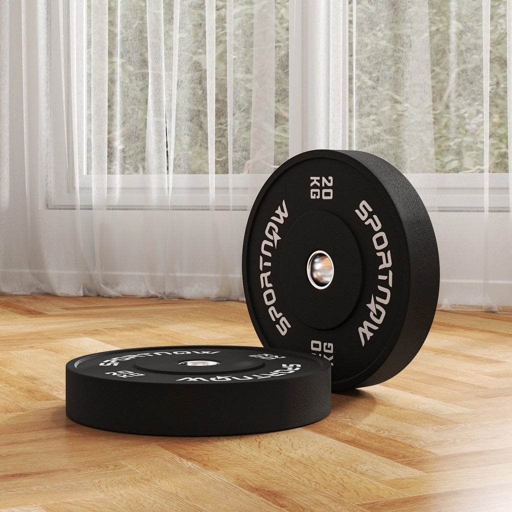 Set 2 Dischi Pesi da 20kg in Gomma con Foro da 2"/5 cm per Manubri e Bilancieri Nero