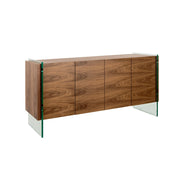 Credenza in noce e vetro temperato