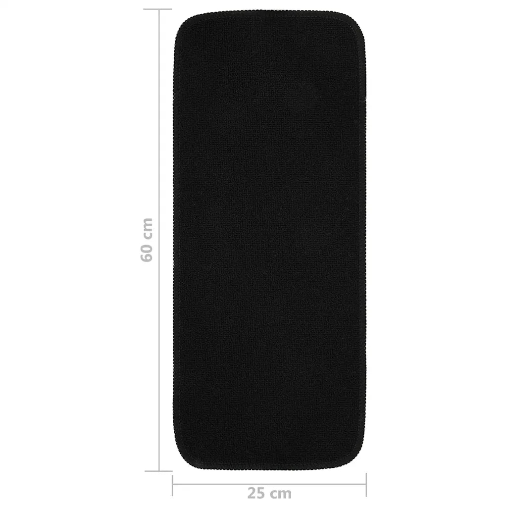 Tappetini per Scale 15 pz | Gradini per Scale 60x25cm Neri Antiscivolo Rettangolari