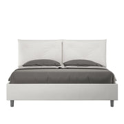 BS COM Letto matrimoniale con rete imbottito 160x190 similpelle bianco