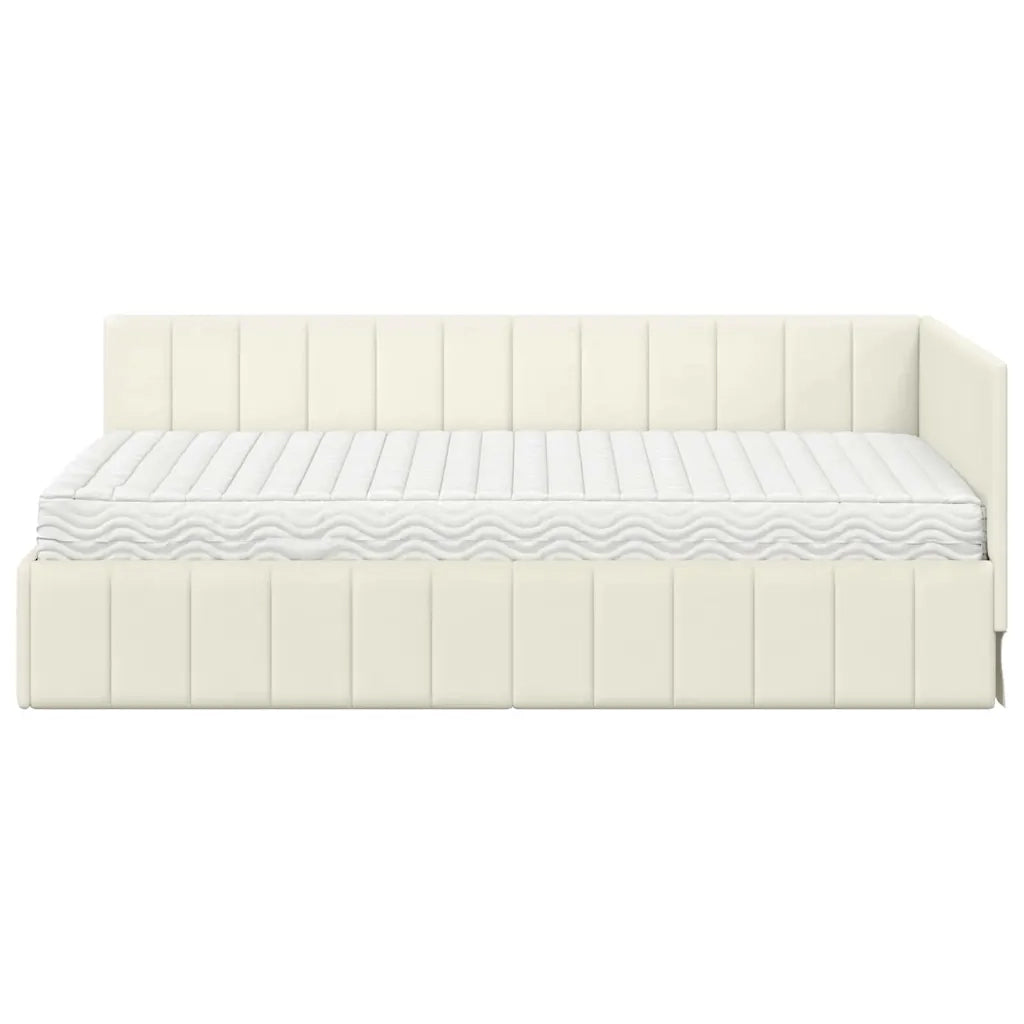 Struttura Letto Angolare con Materasso 2 pcs Crema Velluto 3393855