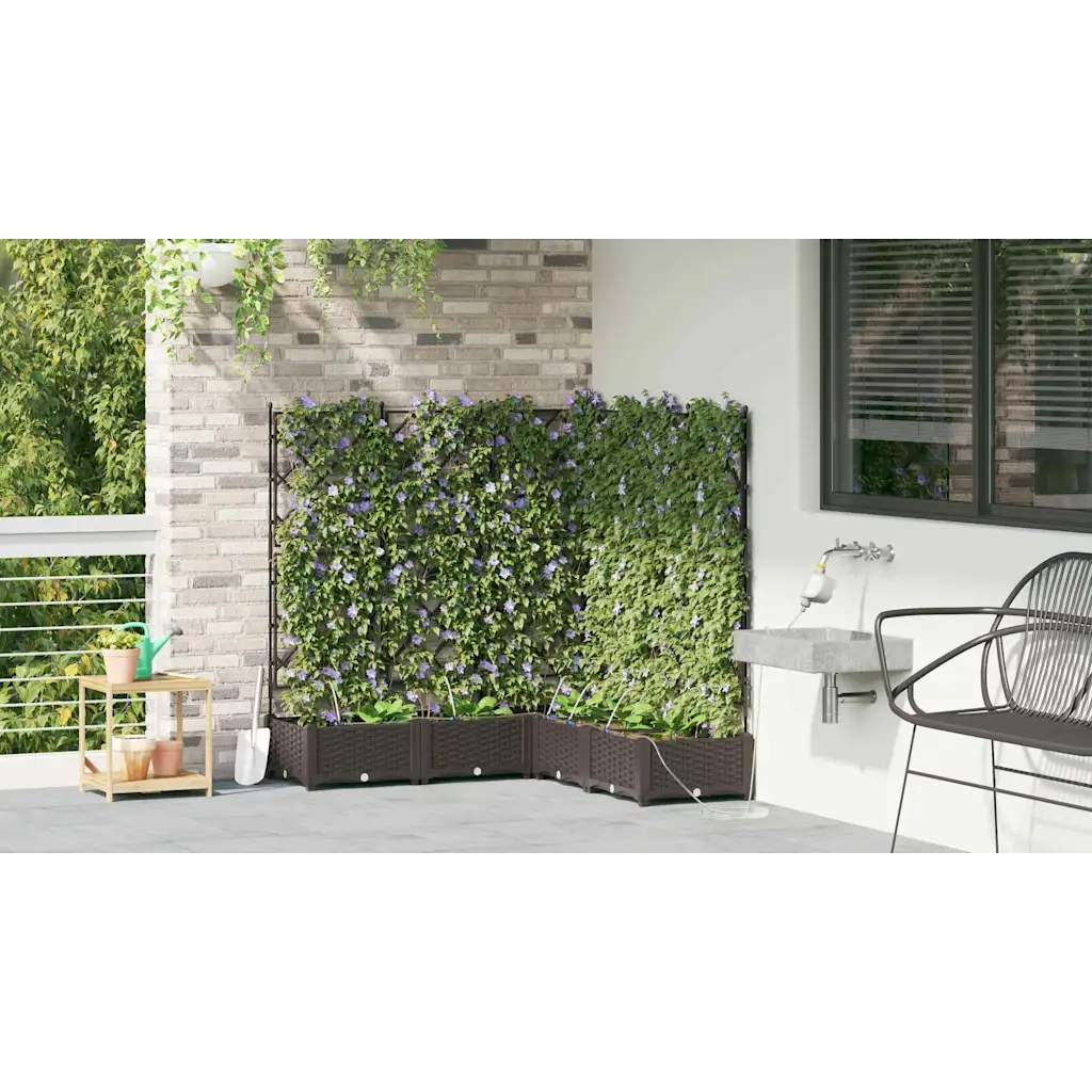 Vaso da giardino 5 pcs Marrone Plastica 42002832