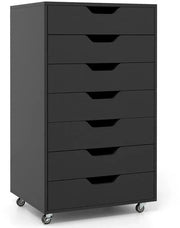 Contenitore per archiviazione mobile con 7 cassetti, ruote, colore nero