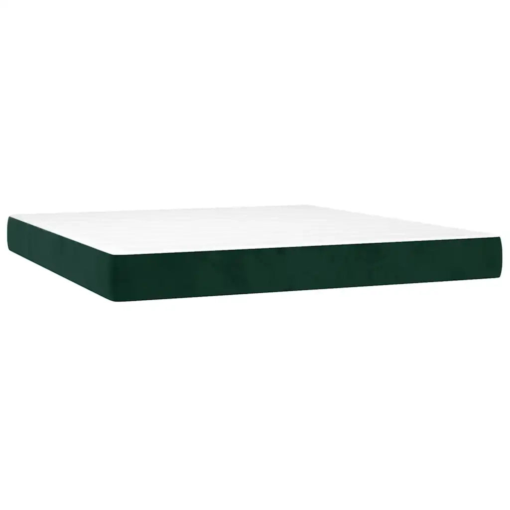 Letto a Molle con Materasso e LED Verde Scuro 160x200cm Velluto 3136314