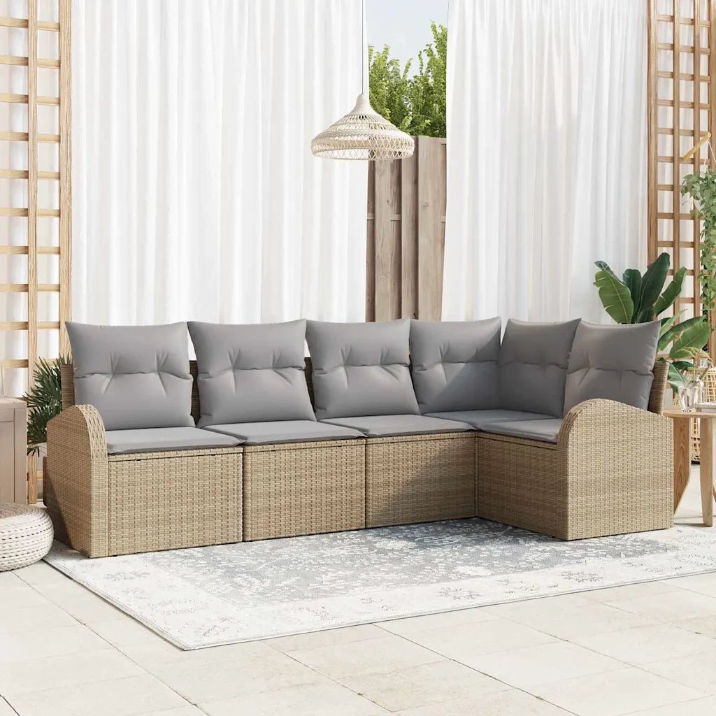 Set di divani con cuscino 5 pcs Beige Poliestere 3346040