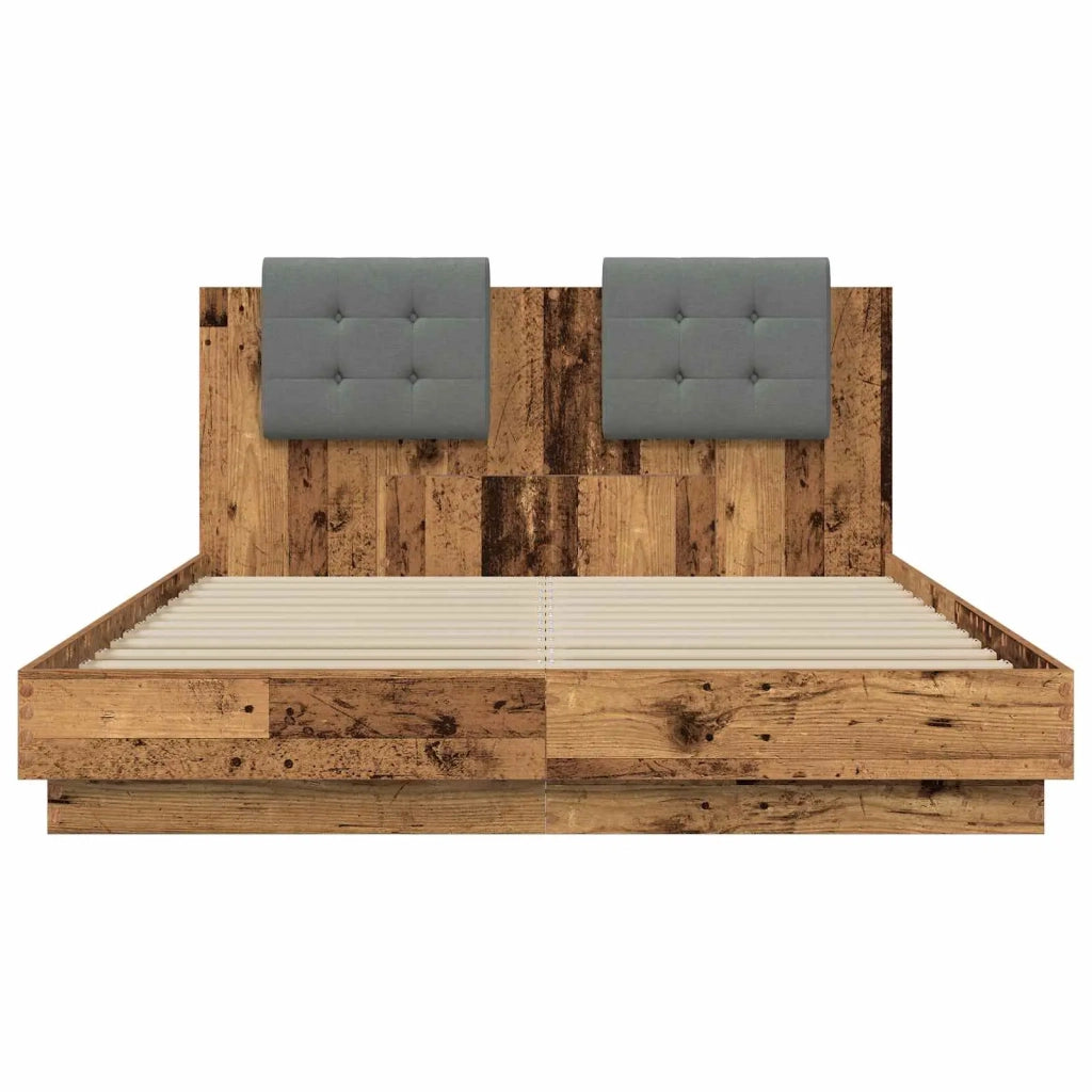 Struttura letto con testata-Giroletto Legno vecchio 160 x 200 cm