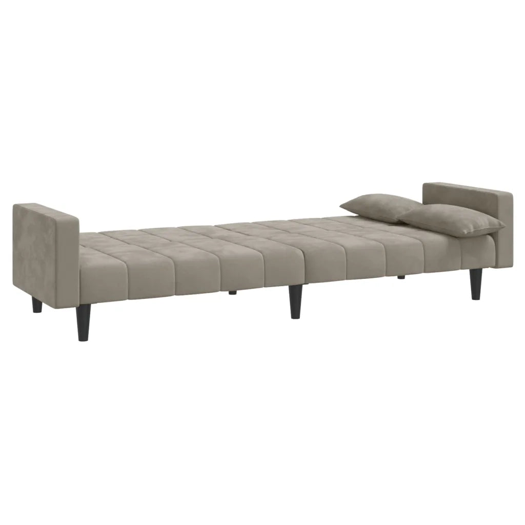 Divano letto | Sof¨¤ letto | Letto singolo a 2 Posti con 2 Cuscini Grigio Chiaro in Velluto