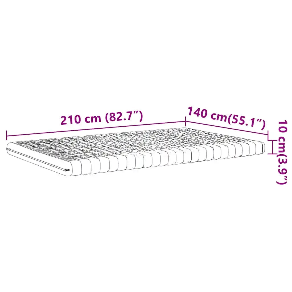 Materasso in Schiuma-Materasso per Letto Bianco 140x210 cm 7 Zone Durezza 20 ILD