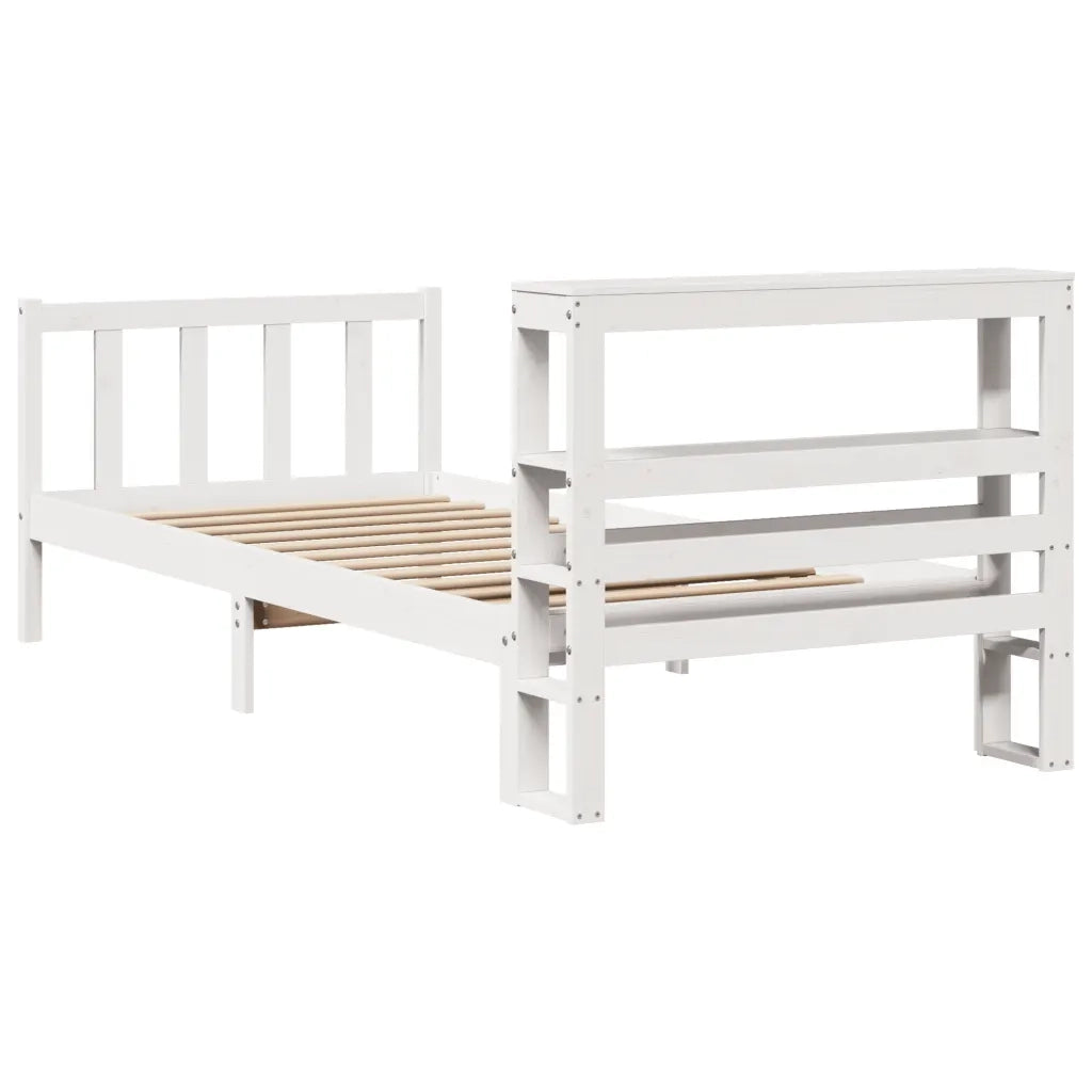 Letto senza Materasso Bianco 90x190 cm in Legno Massello Pino