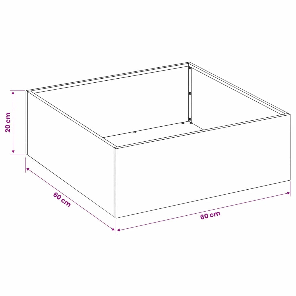 Vaso da giardino Ruggine 60 x 60 x 20 cm Acciaio Corten 8005006