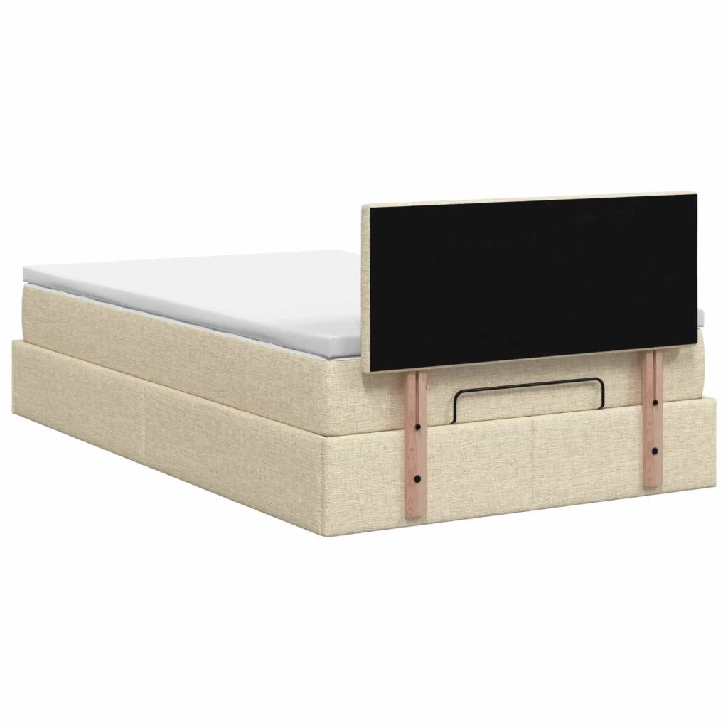 Letto ottomano con materasso Crema 120 x 200 cm Tessuto 3456404