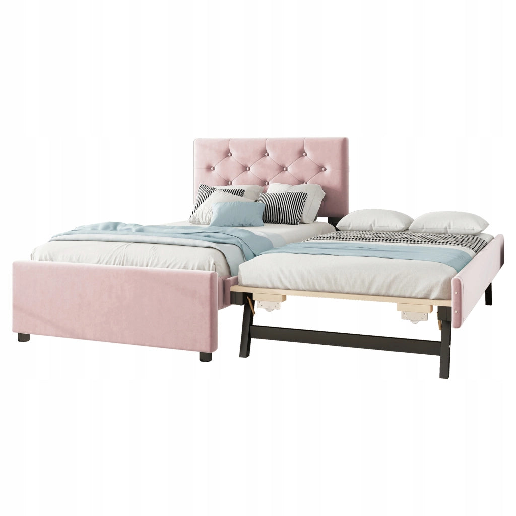 Letto imbottito 90x200 - Xylo - con contenitore rosa